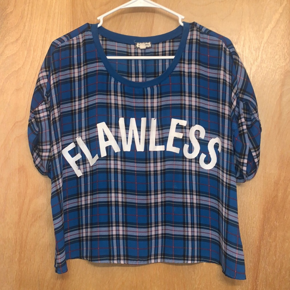 Blue flannel crop top